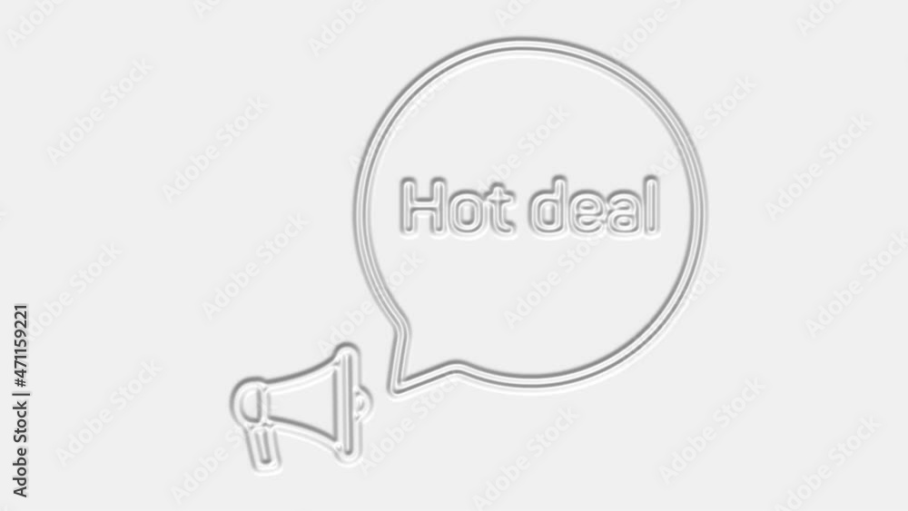 Poster hot deal text. megaphone with text hot deal speech bubble banner. loudspeaker. 4k video motion graph
