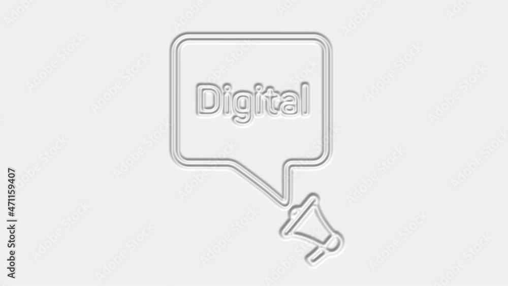 Poster digital. megaphone with digital text speech bubble banner. loudspeaker. 4k video motion graphic
