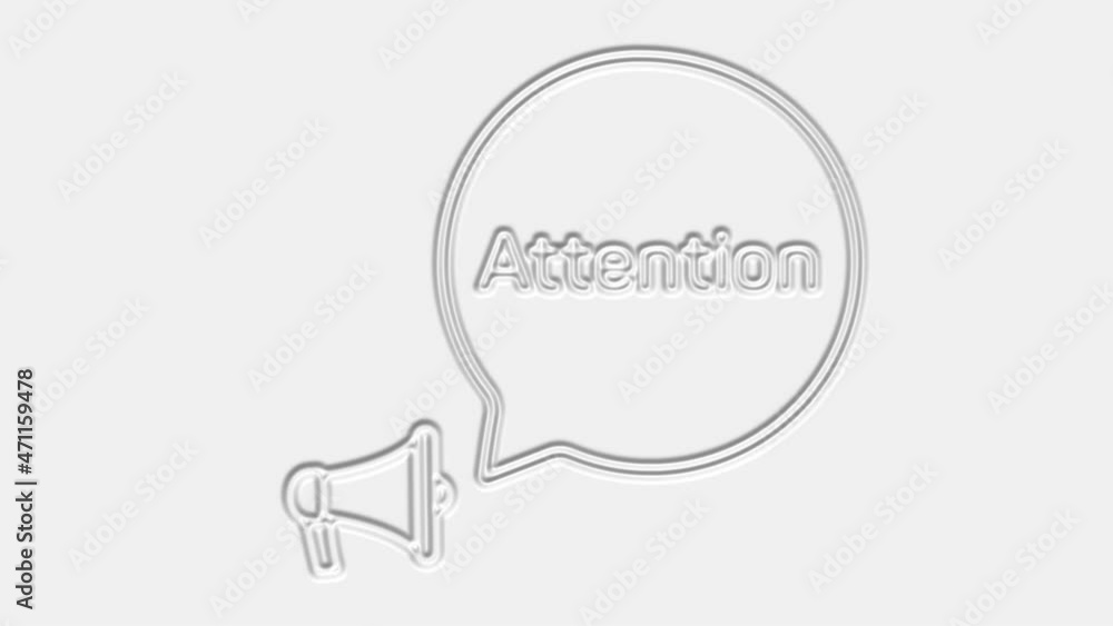 Aufkleber attention text. megaphone with text attention speech bubble banner. loudspeaker. 4k video motion gra