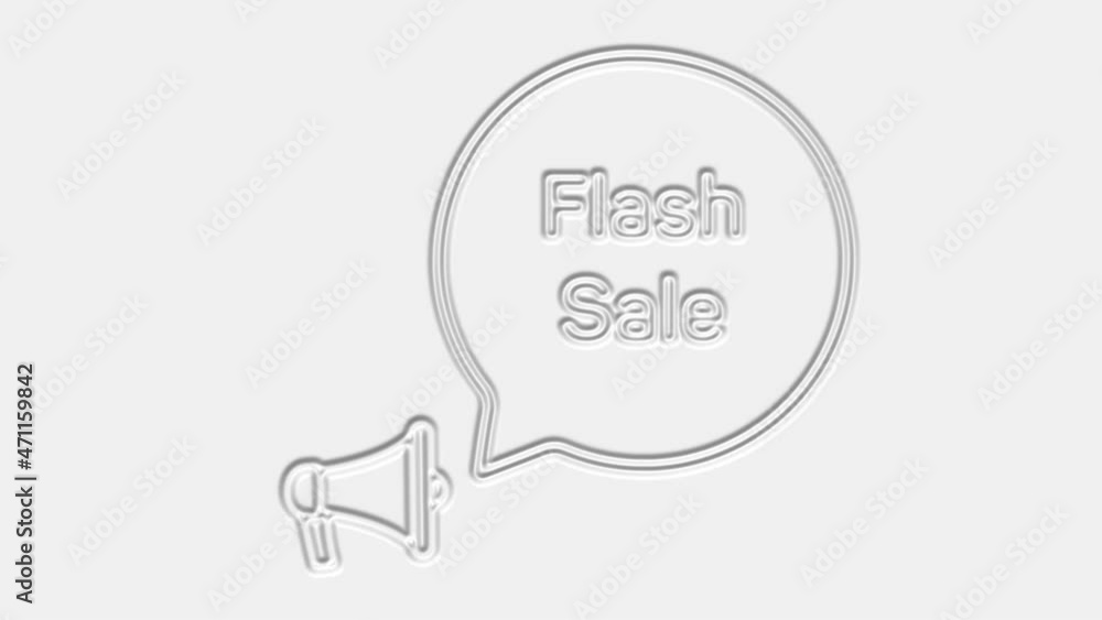 Poster Flash sale text. Megaphone with text flash sale speech bubble banner. Loudspeaker. 4K video motion graphic