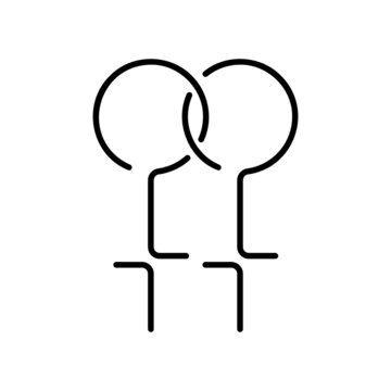 Homosexual symbol, lesbian couple line icon. Hand drawn simple vector. Isolated black element on white background. Best for seamless patterns, tattoo, print, mobile apps and web design.