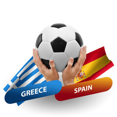 Soccer football competition match, national teams greece vs spain