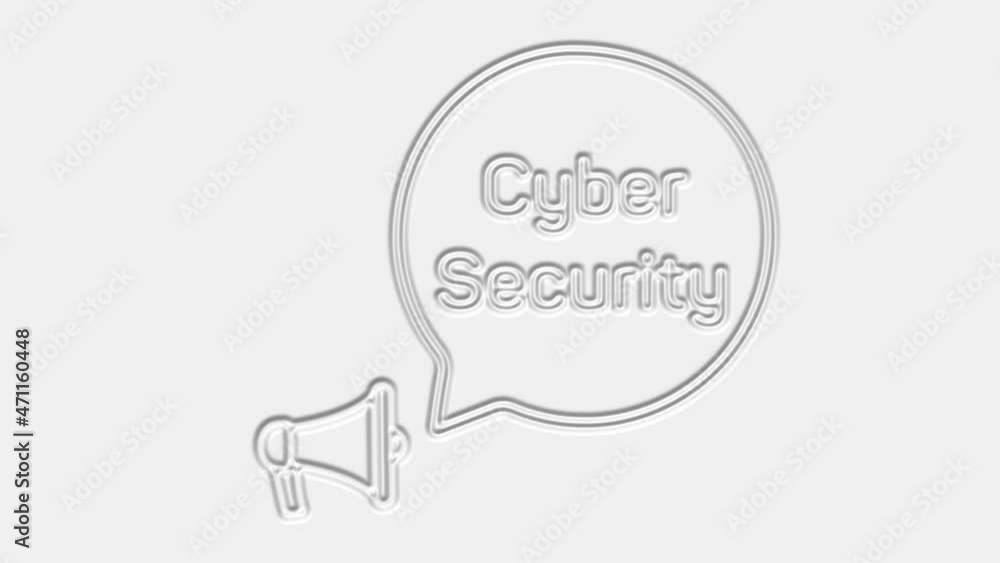 Poster Cyber security text. Megaphone with text cyber security speech bubble banner. Loudspeaker. 4K video motion graphic