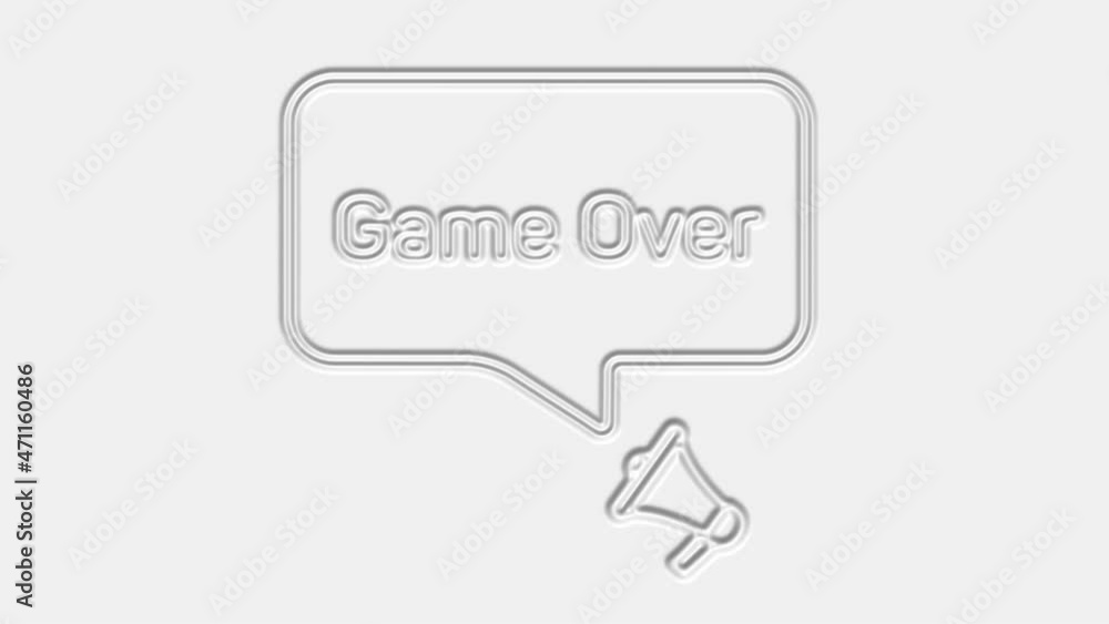Fototapete Game over text. Megaphone with text game over speech bubble banner. Loudspeaker. 4K video motion graphic