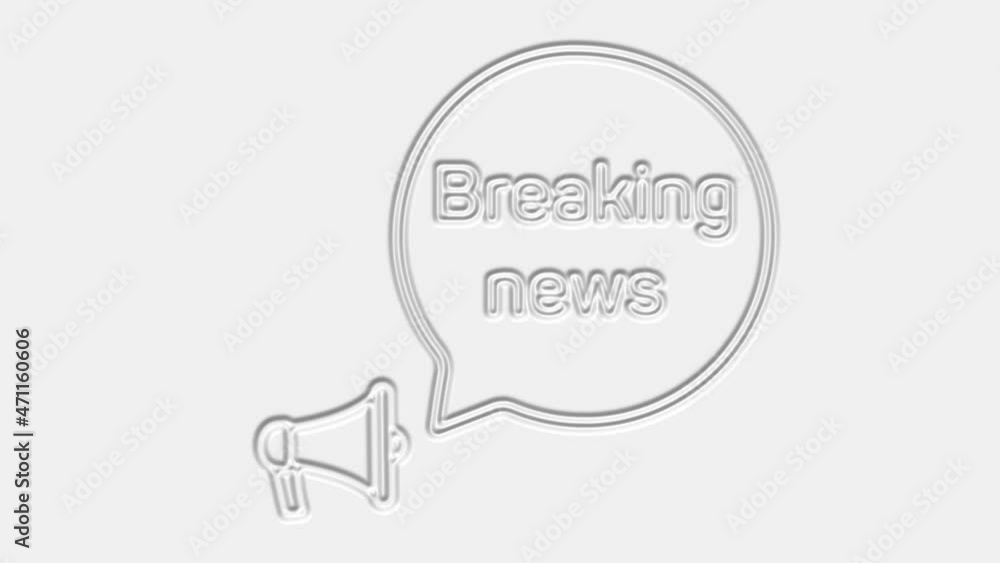 Poster breaking news text. megaphone with text breaking news speech bubble banner. loudspeaker. 4k video mo