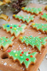 Christmas cookie on a wooden background
