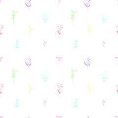 A simple seamless pattern with bright plants in the style of a hand drow. Vector illustration for the background of the site.