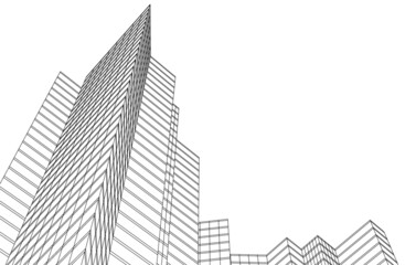 Fototapeta premium architectural drawing 3d illustration