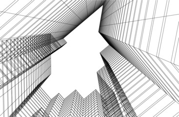 Fototapeta premium abstract architectural drawing 3d vector illustration