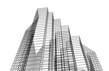 Fototapeta premium abstract architectural drawing 3d vector illustration