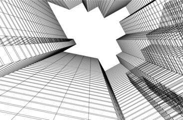 abstract architectural drawing 3d vector illustration