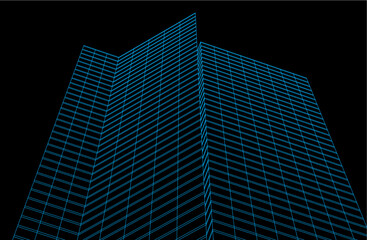 abstract architectural drawing 3d vector illustration