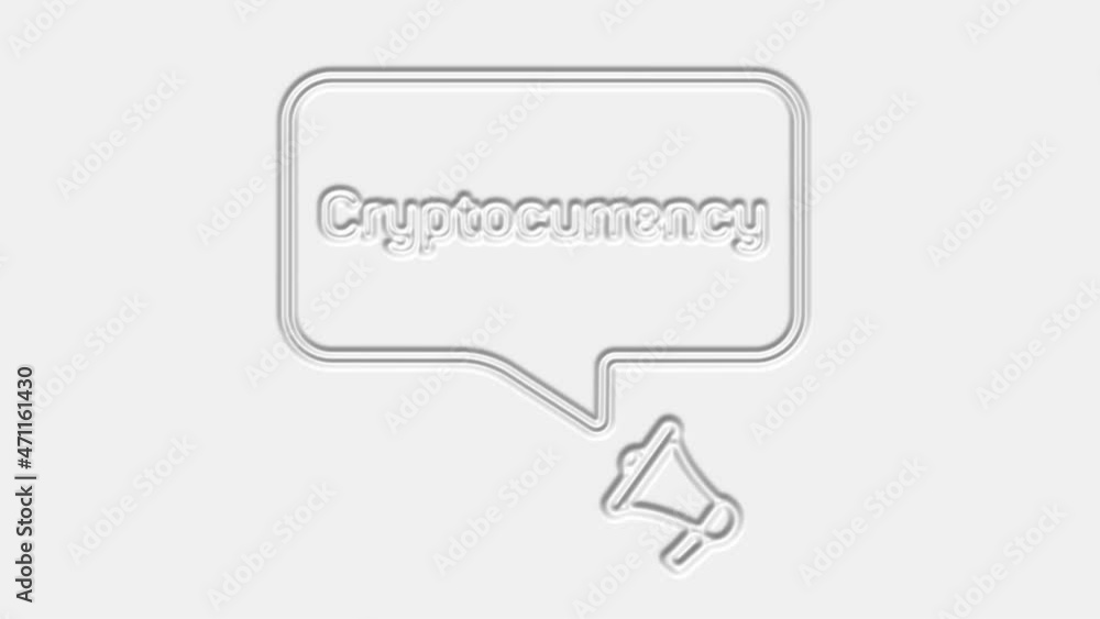 Poster cryptocurrency text. megaphone with text cryptocurrency speech bubble banner. loudspeaker. 4k video 