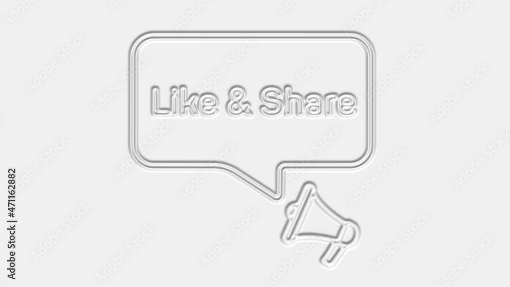 Poster like share text. megaphone with text like share speech bubble banner. loudspeaker. 4k video motion g