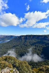 A view of mist in the Blue Mountains west of Sydney, Australia