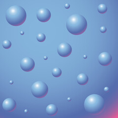 Water drops background. Abstract background with 3d geometric shapes. Notebook wrapper. Ads banner template. Dynamic wallpaper with balls or particles.Balls of different diameters background.