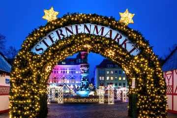 Sternenmarkt (engl. Star market) in Koblenz, Germany. The Star market is a historic Christmas...