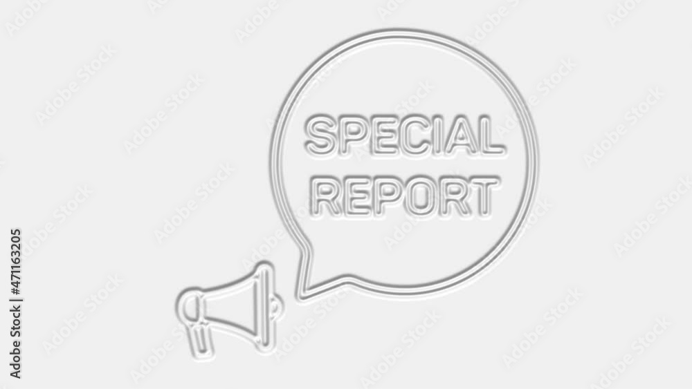 Aufkleber special report text. megaphone with text special report speech bubble banner. loudspeaker. 4k video 