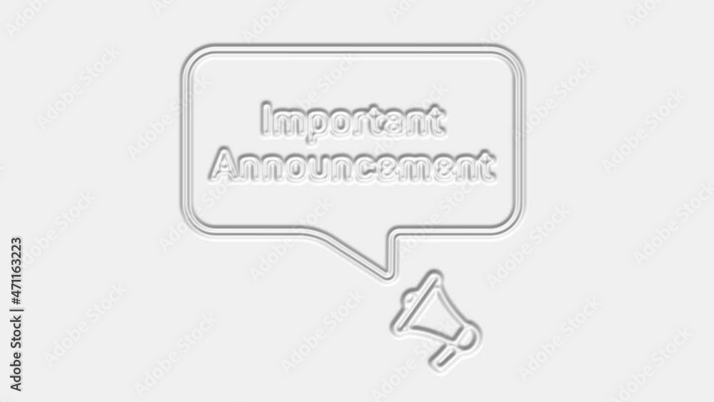 Poster important announcement text. megaphone with text important announcement speech bubble banner. loudsp