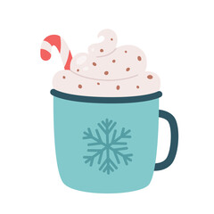 Christmas hot drink with lollipop. Christmas sweets. Vector illustration