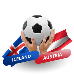 Soccer football competition match, national teams iceland vs austria