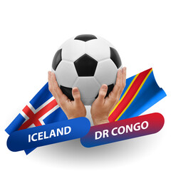 Soccer football competition match, national teams iceland vs dr congo