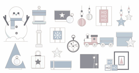 Nordic Christmas Home Decoration. Icon Collection