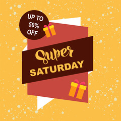 Super Saturday Sale banner. One day deal, special offer, big sale, clearance. Set of flat backgrounds for social media, stories, banners, invitation card, poster, greeting card. Vector illustration.