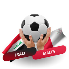 Soccer football competition match, national teams iraq vs malta