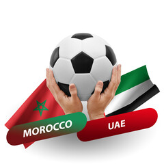 Soccer football competition match, national teams morocco vs uae