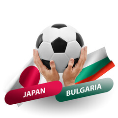 Soccer football competition match, national teams japan vs bulgaria