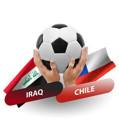 Soccer football competition match, national teams iraq vs chile