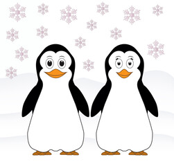 two penguins on a snow