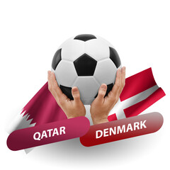 Soccer football competition match, national teams qatar vs denmark