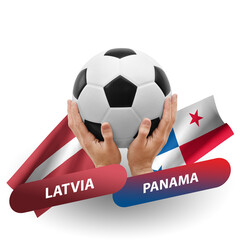 Soccer football competition match, national teams latvia vs panama