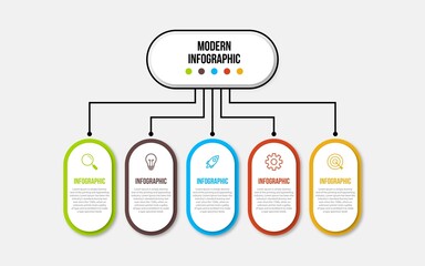 Creative concept for infographic with 5 steps, options, parts or processes. Business data visualization