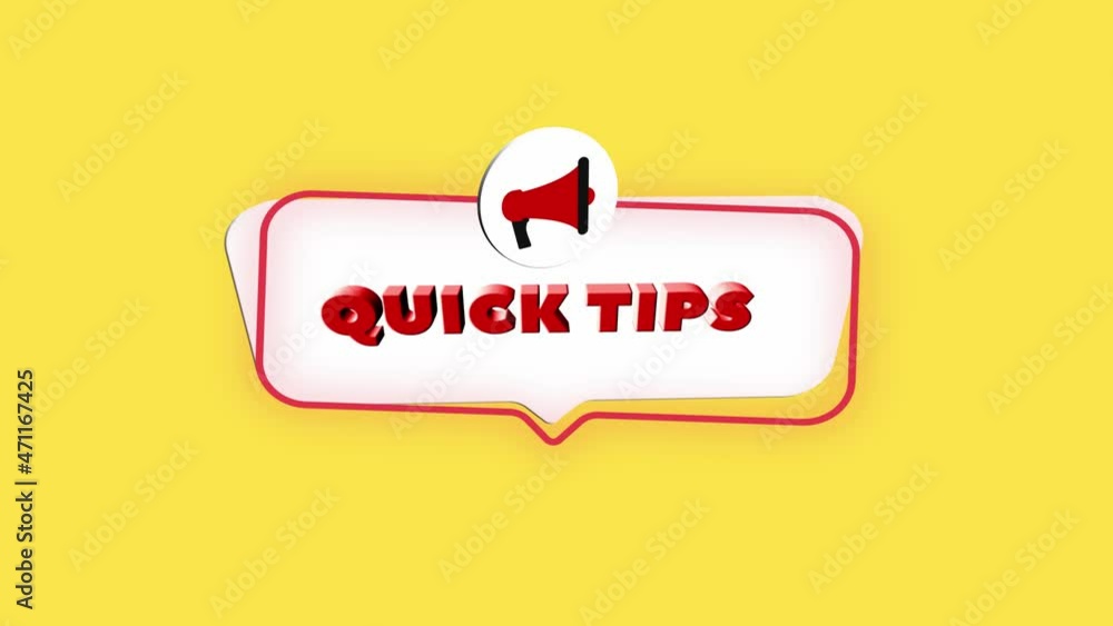 Fototapete 3d realistic style megaphone icon with text quick tips isolated on yellow background. megaphone with