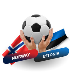 Soccer football competition match, national teams norway vs estonia