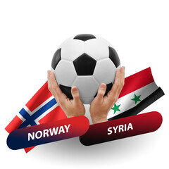 Soccer football competition match, national teams norway vs syria