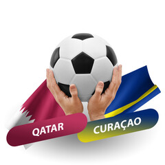 Soccer football competition match, national teams qatar vs curacao
