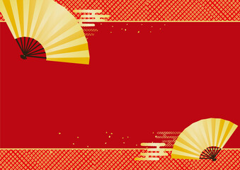 お正月　扇子の背景イラスト