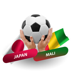 Soccer football competition match, national teams japan vs mali