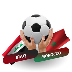Soccer football competition match, national teams iraq vs morocco