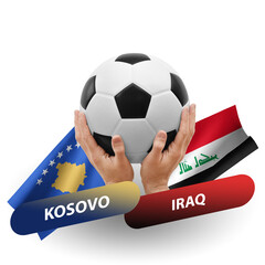 Soccer football competition match, national teams kosovo vs iraq