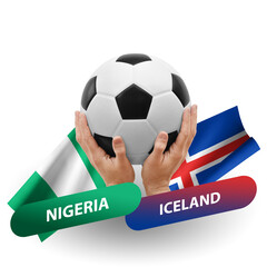Soccer football competition match, national teams nigeria vs iceland