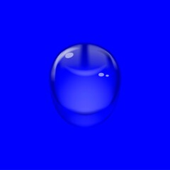 Rain drop. Drop of water on a blue background.