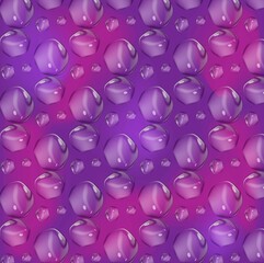 Rain drops. Drops of water on a violet gradient background. Seamless pattern.