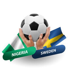 Soccer football competition match, national teams nigeria vs sweden
