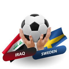 Soccer football competition match, national teams iraq vs sweden