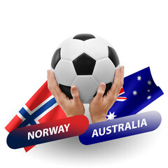 Soccer football competition match, national teams norway vs australia